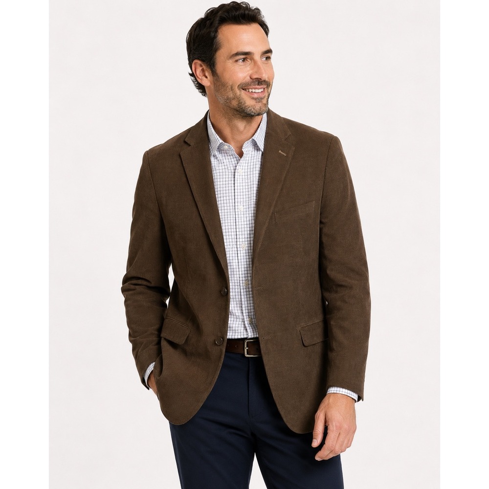 Architect Mens Brown Corduroy Blazer Two Button Sport Coat 46R Cotton